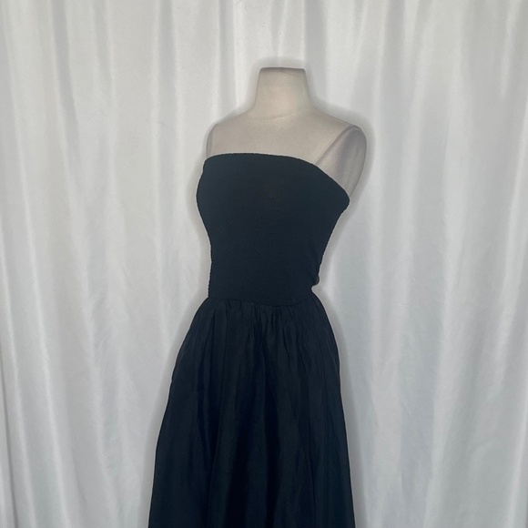 NWT!! J. CREW Strapless Mixy Dress Solid Black Midi Textured Preppy Medium - Picture 7 of 16